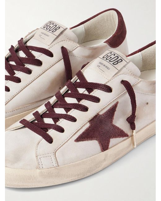 Golden Goose Deluxe Brand Pink Super-Star Distressed Suede-Trimmed Leather Sneakers for men