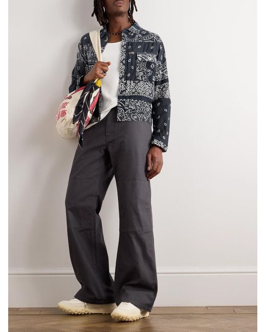 Kapital Blue Patchwork Bandana-Print Cotton Jacket for men