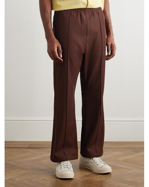 Needles Brown W.U. Flared Logo-Embroidered Twill Trousers for men