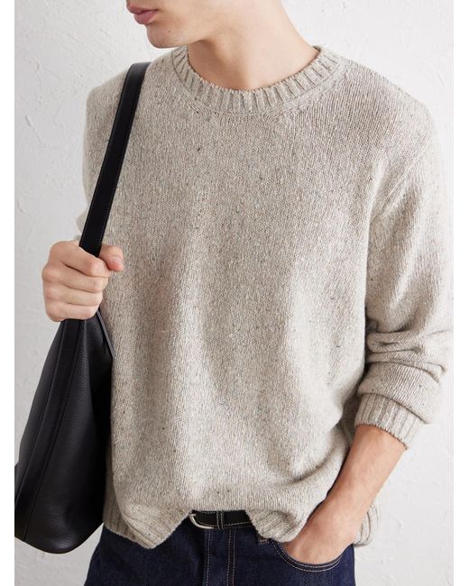 Folk White Chain Mélange Wool-blend Sweater for men