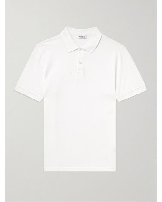 Sunspel White Cotton-Piqué Polo Shirt for men