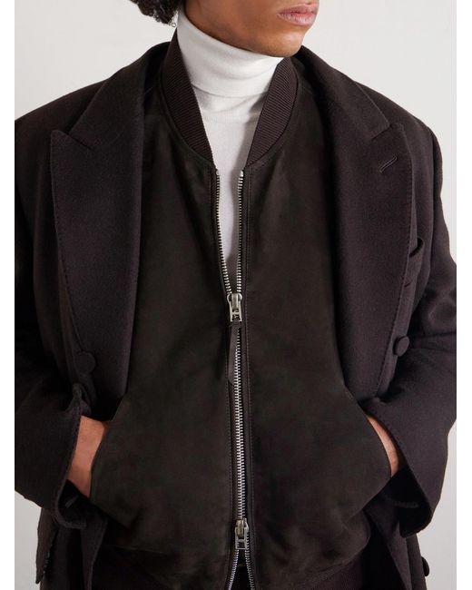 Tom Ford Black Suede Bomber Jacket for men