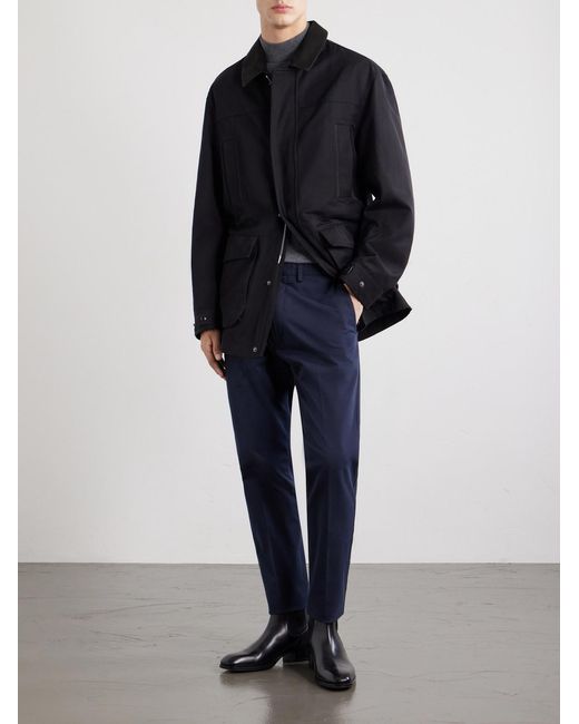 Tom Ford Blue Tapered Cotton-blend Twill Trousers for men
