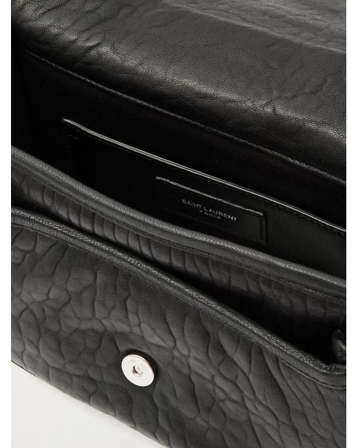 Saint Laurent Black Niki Small Logo-Appliquéd Textured-Leather Messenger Bag for men