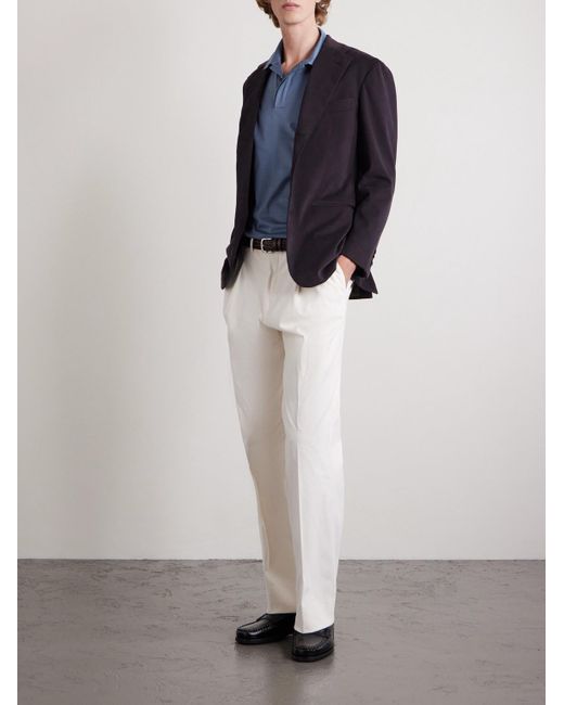 Canali Blue Cotton-Jersey Polo Shirt for men
