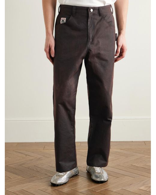 Bode Gray Knolly Brook Straight-Leg Waxed-Cotton Trousers for men
