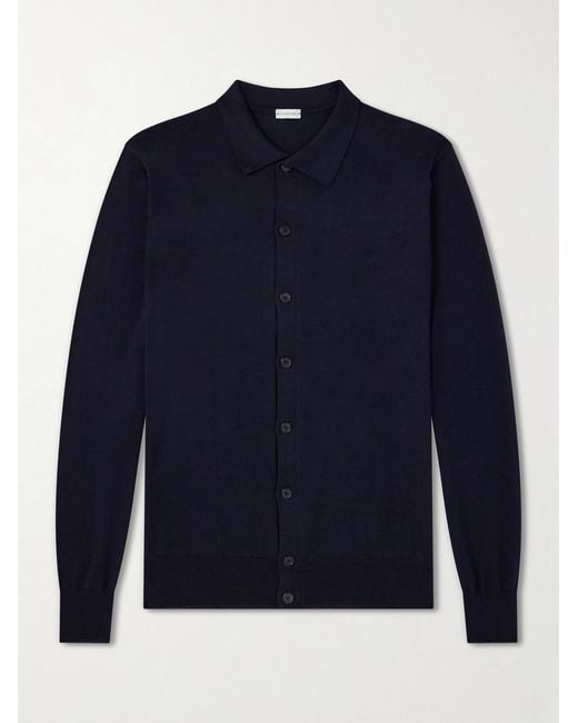 Caruso Blue Silk And Cotton-Blend Cardigan for men