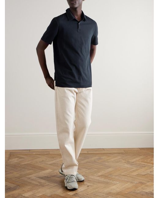 James Perse Blue Supima Cotton-Jersey Polo Shirt for men