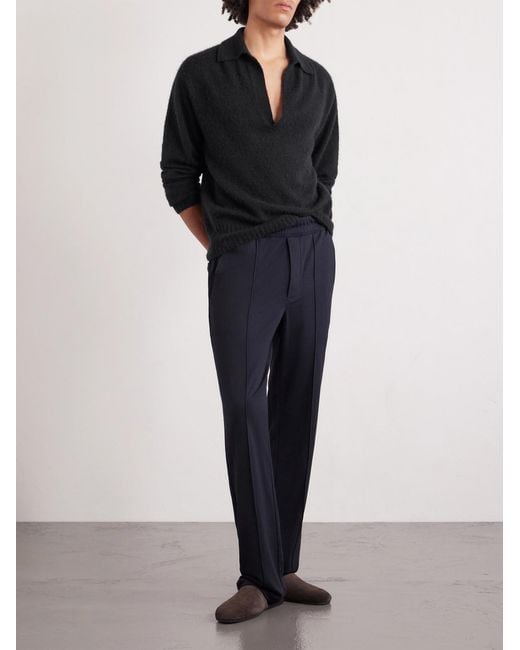 Tom Ford Blue Cashmere And Silk-blend Polo Sweater for men