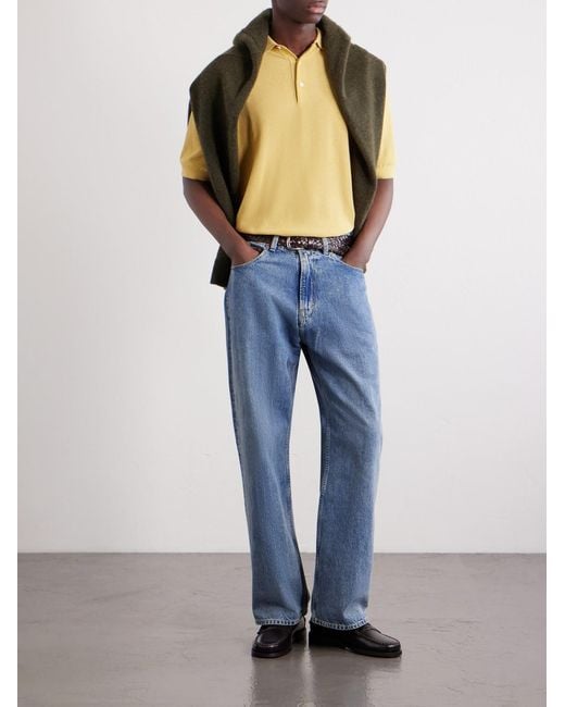 Beams Plus Yellow Cotton-Blend Piqué Polo Shirt for men