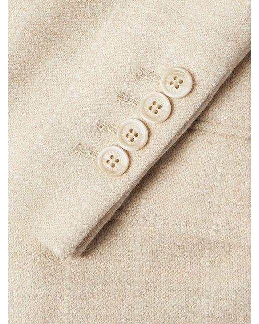Brunello Cucinelli Natural Pinstriped Bouclé Suit Jacket for men