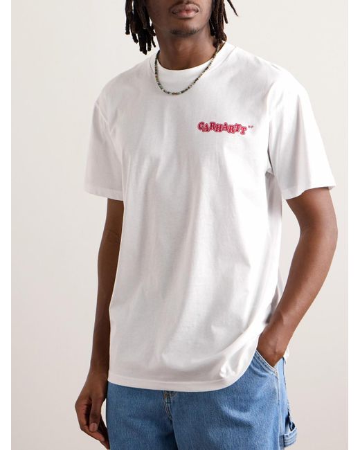 T-shirt in jersey di cotone con logo di Carhartt in White da Uomo