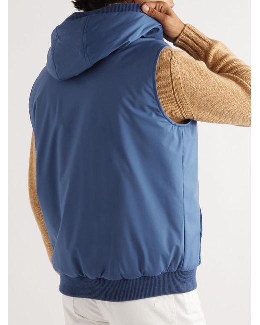 Loro Piana Blue Wallace Storm System Cashmere-Trimmed Padded Nylon Hooded Gilet for men