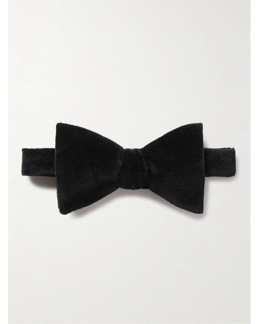 Favourbrook Black Pre-tied Cotton-velvet Bow Tie for men