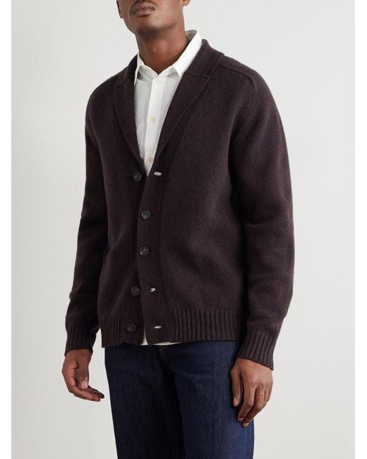 Altea Blue Shawl-Collar Wool And Cashmere-Blend Cardigan for men