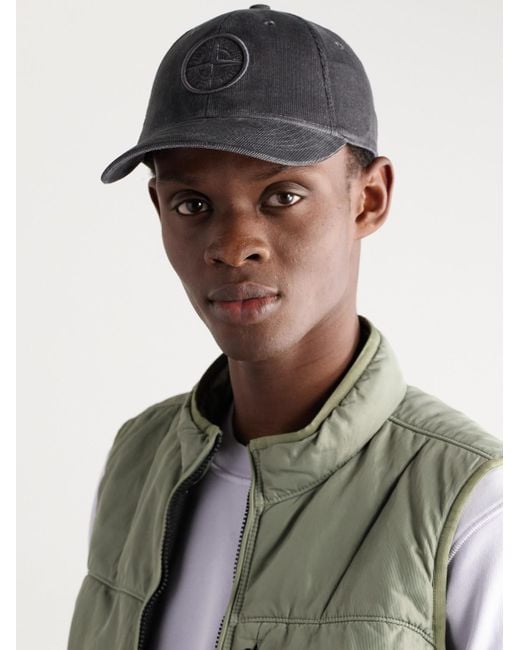 Stone Island Baseballkappe aus Baumwollcord mit Logostickerei in Blue für Herren