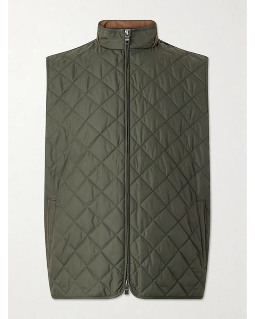 Peter Millar Green Essex Quilted Shell Vest for men