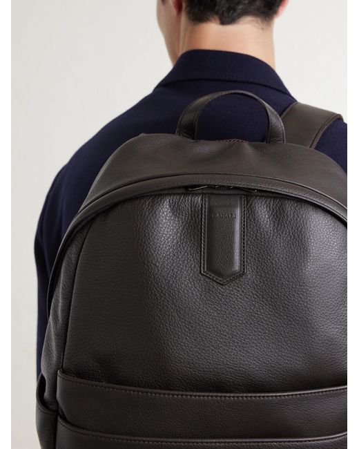 Canali Full-Grain Leather Backpack in Black für Herren
