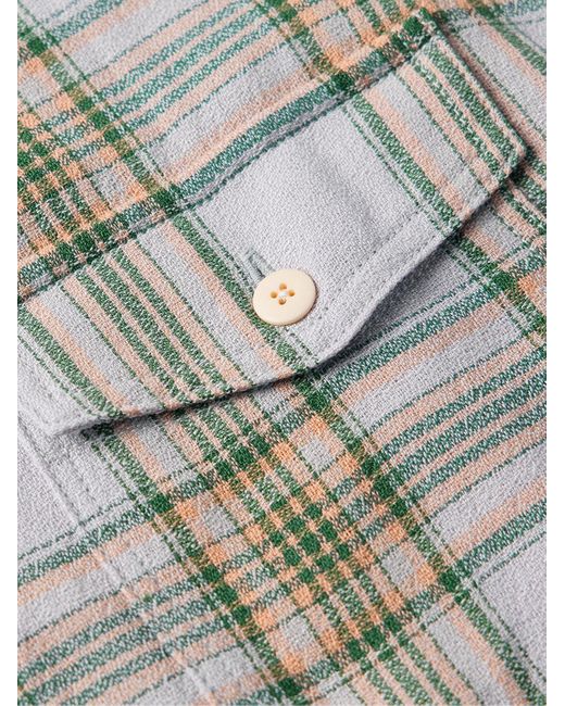 Visvim Gray Pioneer Checked Wool And Linen-blend Flannel Shirt for men