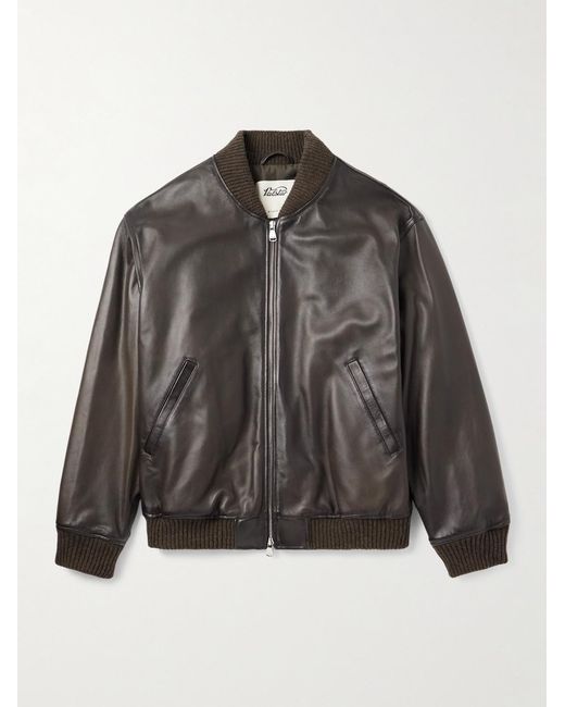 Valstar Gray Oversized Leather Bomber Jacket for men