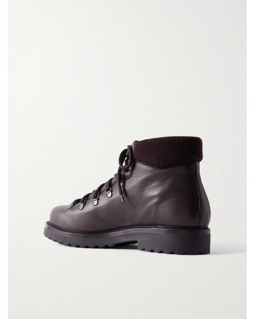 Loro Piana Black New Laax Walk Full-grain Leather Boots for men