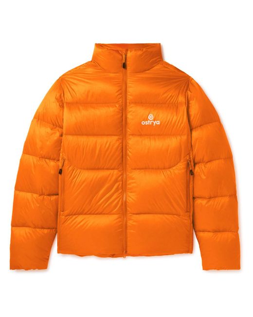Ostrya Orange Throwing Fits Squall Logo-print Quilted Ripstop Down Jacket for men