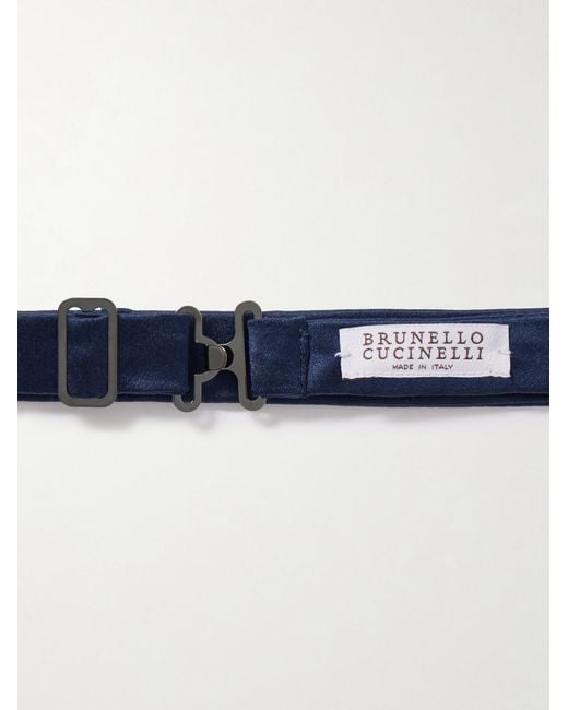 Brunello Cucinelli Blue Self-tie Duchesse Cotton And Silk-blend Satin Bow Tie for men