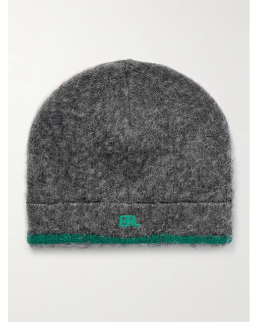 ERL Beanie aus einer gebürsteten Wollmischung mit Logostickerei in Gray für Herren