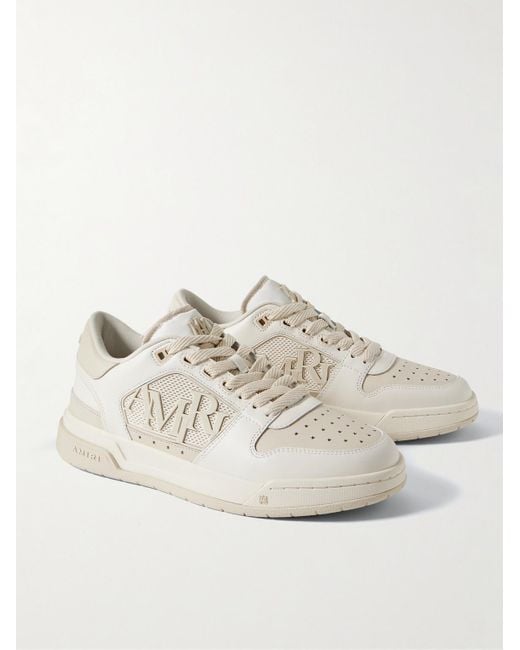 Amiri Natural Classic Low Logo-appliquéd Suede And Rubber-trimmed Leather Sneakers for men