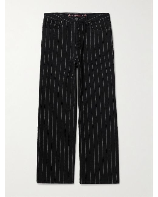 MANAAKI Black Rangi Straight-Leg Pinstriped Jeans for men