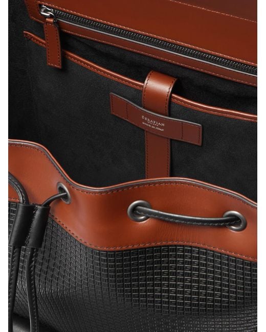 Serapian Black Large Logo-Embossed Coated-Canvas And Leather Backpack for men