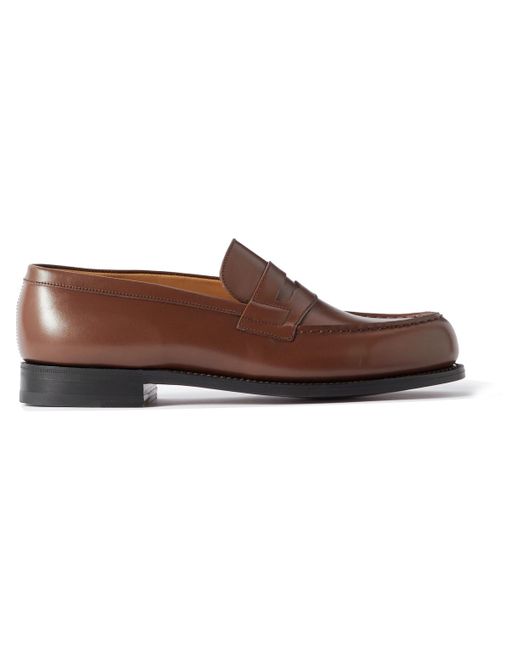 J.M. Weston Brown Leather Loafers for men