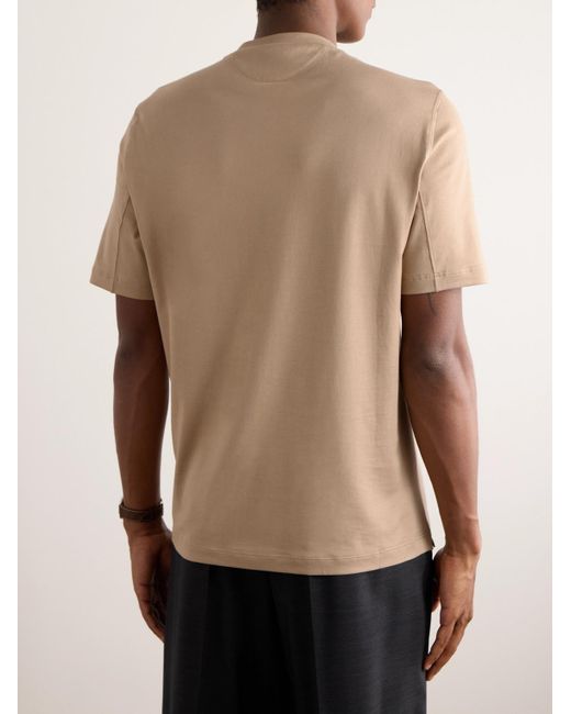 T-shirt in jersey di cotone di Brunello Cucinelli in Natural da Uomo