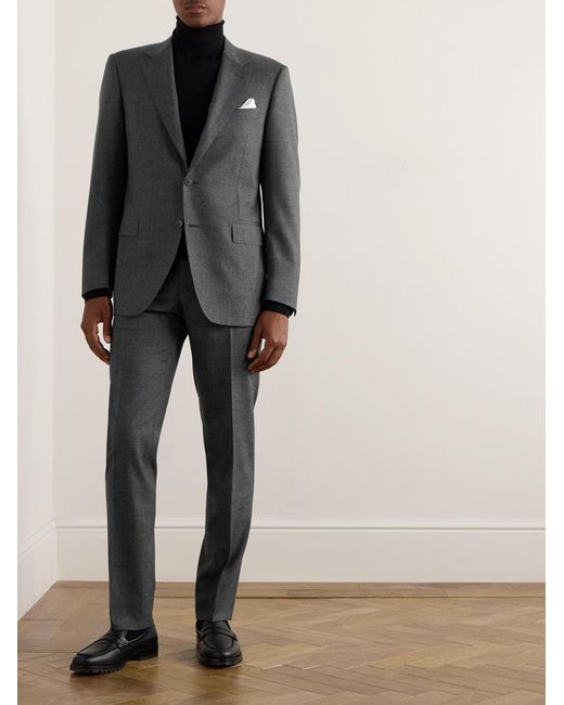 Canali Black Impeccable Super 130S Wool Suit Jacket for men
