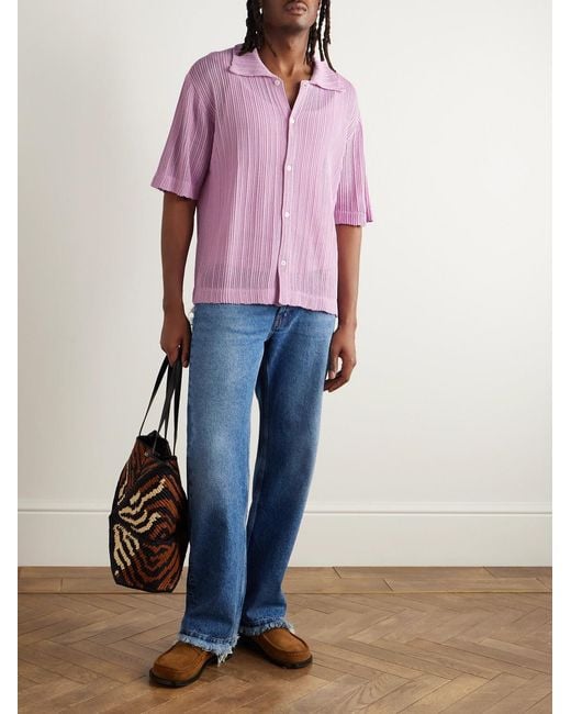 Julian Pointelle-Knit Shirt di Séfr in Pink da Uomo