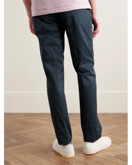 Etro Blue Slim-fit Cotton-blend Gabardine Trousers for men