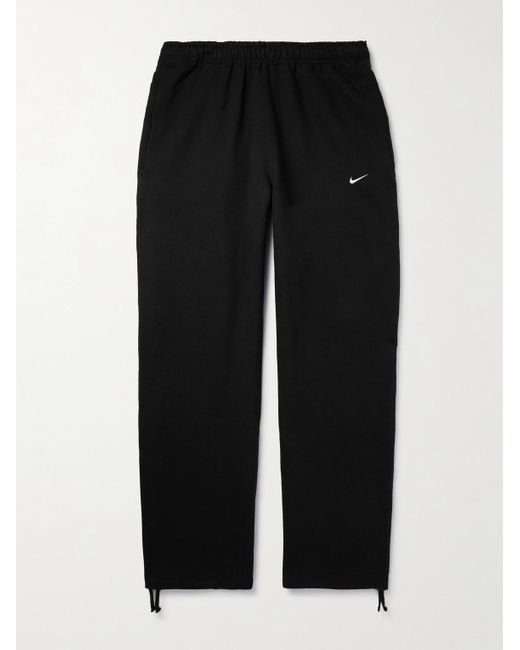 Nike Black Straight-leg Logo-embroidered Cotton-blend Jersey Sweatpants for men