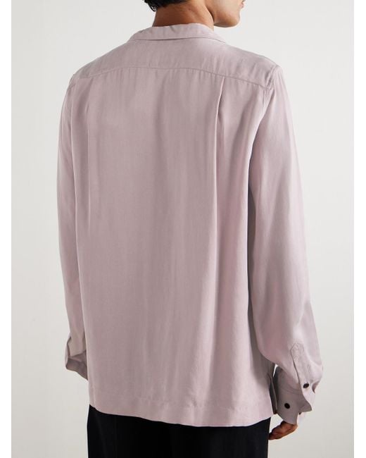 Dries Van Noten Hemd aus vorgewaschenem glänzendem Twill mit Reverskragen in Pink für Herren