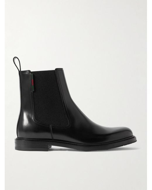 Gucci Black William Leather Chealsea Boots for men