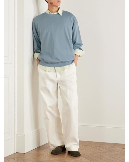 Auralee Blue Cotton-Jersey Sweatshirt for men