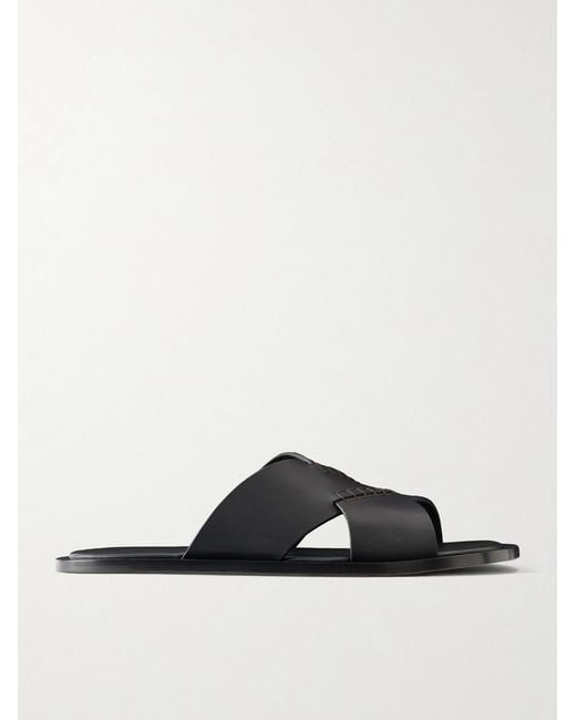 Loewe Black Paula's Ibiza Flex Criss-Cross Leather Sandals for men