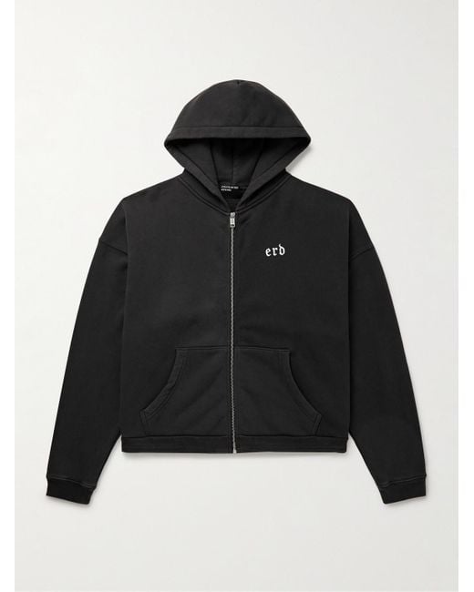 Enfants Riches Deprimes Black Printed Cotton-Jersey Zip-Up Hoodie for men