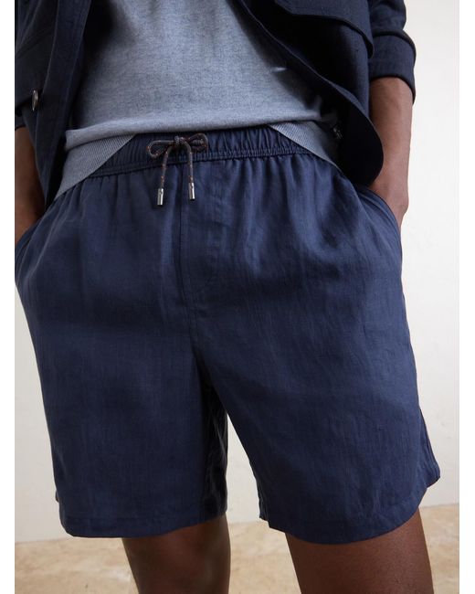 Sease Blue Cod-2 Straight-Leg Hemp Drawstring Shorts for men