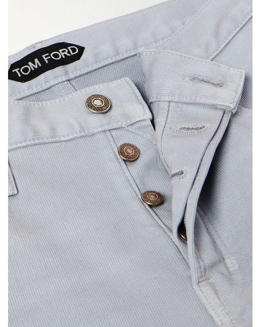Tom Ford White Slim-Fit Straight-Leg Cotton-Blend Trousers for men