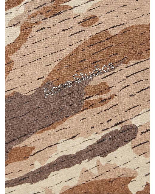 Acne Brown Extorr Crystal-Embellished Camouflage-Print Cotton-Jersey T-Shirt for men