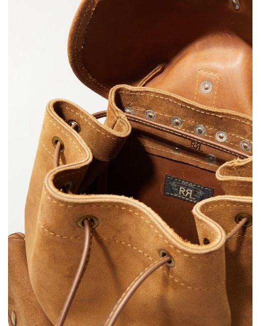 RRL Leather-trimmed Roughout Suede Backpack in Brown for Men