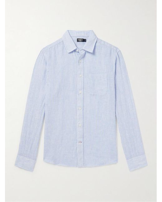 Faherty Brand Blue Laguna Striped Linen Shirt for men