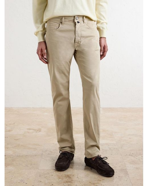 Slowear Natural Slim-fit Stretch Cotton-blend Gabardine Trousers for men