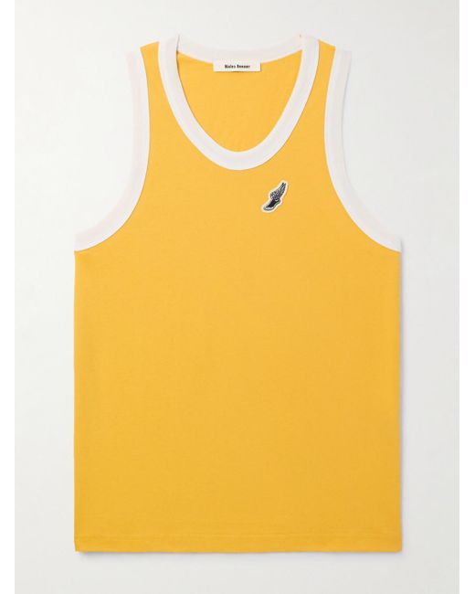 Wales Bonner Yellow Logo-appliquéd Organic Cotton-jersey Tank Top for men