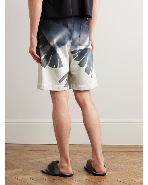 Dries Van Noten Blue Straight-leg Printed Cotton-jersey Drawsting Shorts for men